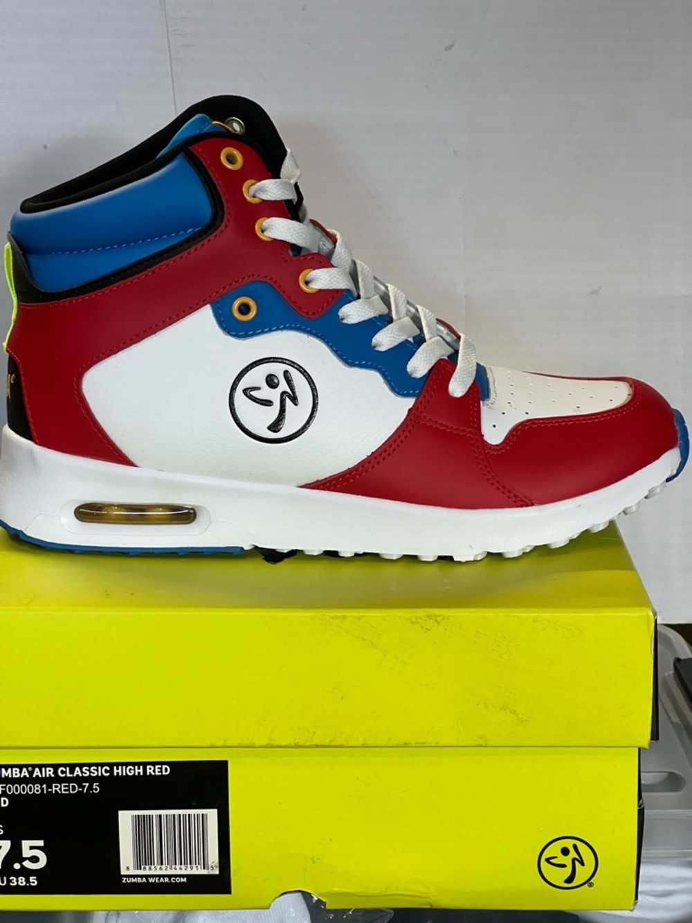 Zumba Fitness High-Top Sneakers in Red, White and Blue